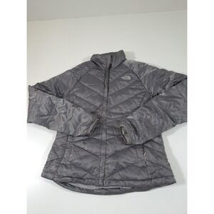 The North Face Aconcagua Jacket Womens Medium Gray 550 Down Puffer Quilted Zip